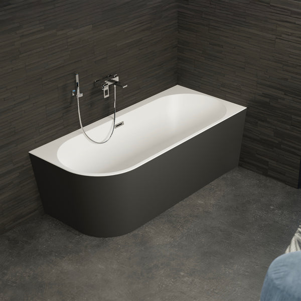 Baignoire semi-îlot droite noire 180 cm Capri / Corner half-freestanding bath right black 180 cm Capri / Bañera semi-exenta mural derecha negro 180 cm Capri / Vasca freestanding a parete destra nera 180 cm Capri / Half vrijstaand bad rechts zwart 180 cm Capri 