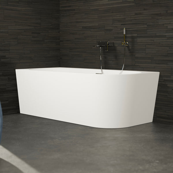 Baignoire semi-îlot gauche blanche 180 cm Capri / Corner half-freestanding bath left white 180 cm Capri / Bañera semi-exenta mural izquierda blanco 180 cm Capri / Vasca freestanding a parete sinistra bianco 180 cm Capri / Half vrijstaand bad links wit 180 cm Capri 