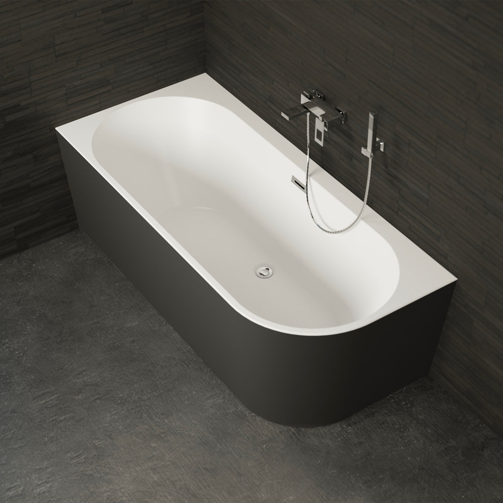 Baignoire semi-îlot gauche noire 180 cm Capri / Corner half-freestanding bath left black 180 cm Capri / Bañera semi-exenta mural izquierda negro 180 cm Capri / Vasca freestanding a parete sinistra nera 180 cm Capri / Half vrijstaand bad links zwart 180 cm Capri 