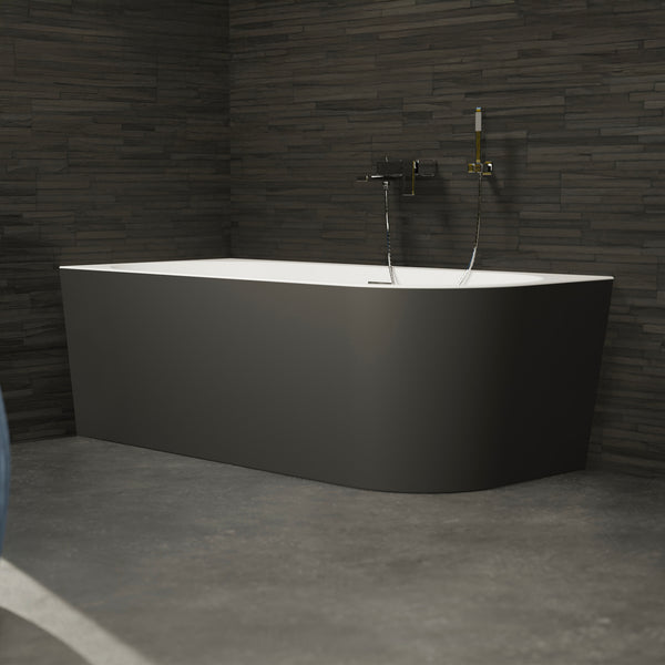 Baignoire semi-îlot gauche noire 180 cm Capri / Corner half-freestanding bath left black 180 cm Capri / Bañera semi-exenta mural izquierda negro 180 cm Capri / Vasca freestanding a parete sinistra nera 180 cm Capri / Half vrijstaand bad links zwart 180 cm Capri 