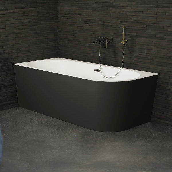 Baignoire semi-îlot gauche noire 180 cm Capri / Corner half-freestanding bath left black 180 cm Capri / Bañera semi-exenta mural izquierda negro 180 cm Capri / Vasca freestanding a parete sinistra nera 180 cm Capri / Half vrijstaand bad links zwart 180 cm Capri 