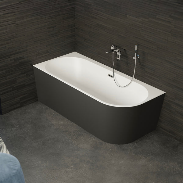 Baignoire semi-îlot gauche noire 180 cm Capri / Corner half-freestanding bath left black 180 cm Capri / Bañera semi-exenta mural izquierda negro 180 cm Capri / Vasca freestanding a parete sinistra nera 180 cm Capri / Half vrijstaand bad links zwart 180 cm Capri 