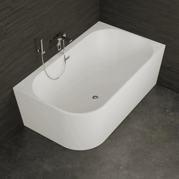 Baignoire semi-îlot murale d’angle Capri 170 cm blanche Spalina version droite – vue produit
