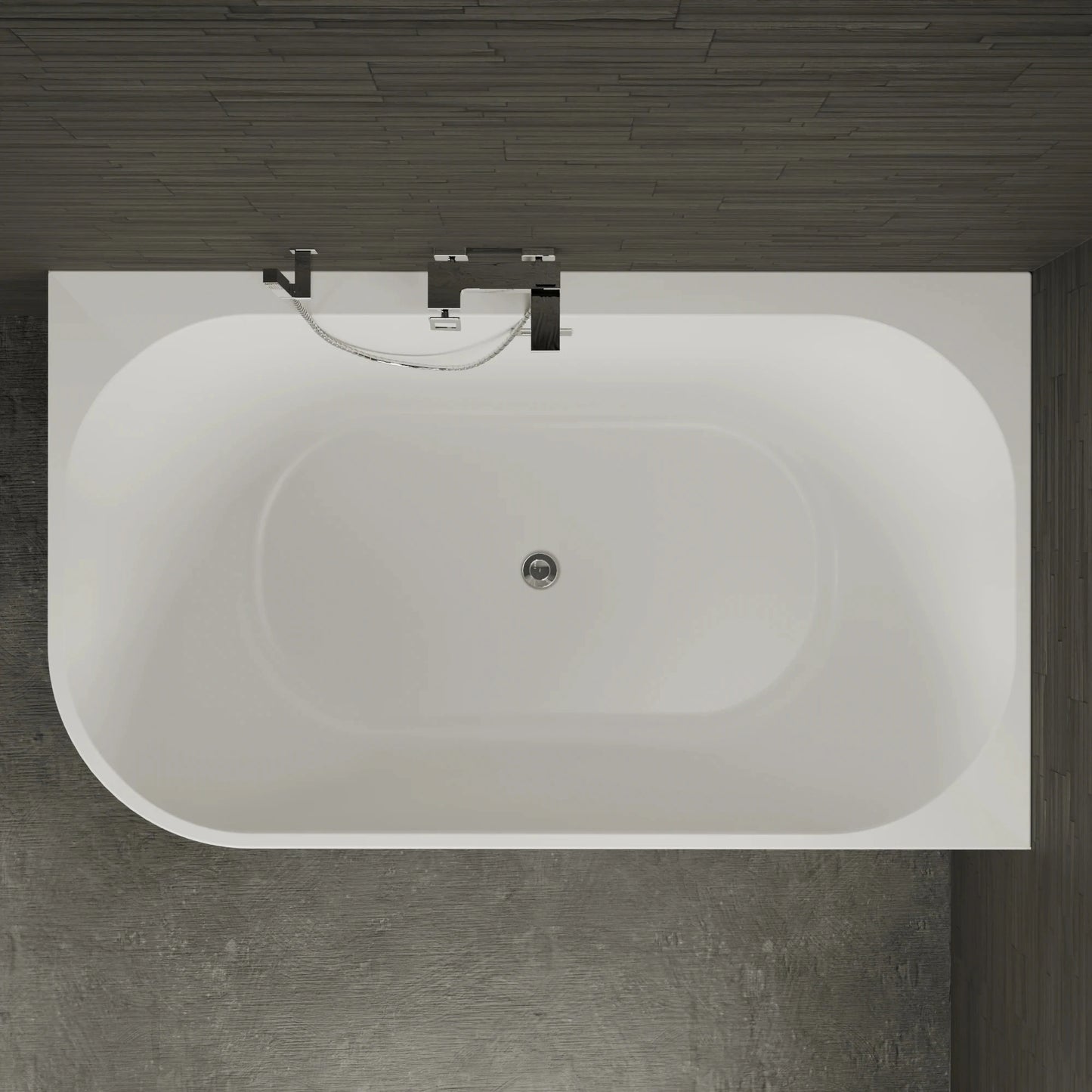 Baignoire semi-îlot murale d’angle Capri 170 cm blanche Spalina version droite – vue produit