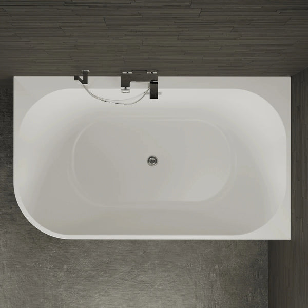 Baignoire semi-îlot murale d’angle Capri 170 cm blanche Spalina version droite – vue produit