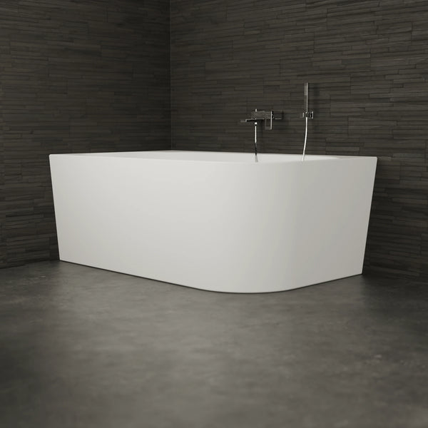 Baignoire semi-îlot murale d’angle Capri 170 cm blanche Spalina version gauche – vue produit