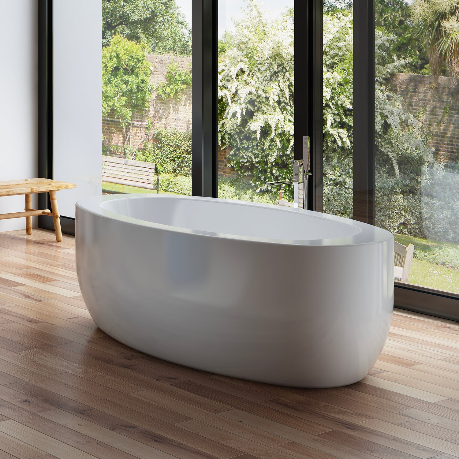 Baignoire îlot ovale blanche 175 cm Cayo / Oval freestanding white bathtub 175 cm Cayo / Bañera exenta oval blanca 175 cm Cayo / Vasca freestanding ovale bianca 175 cm Cayo / Ovale vrijstaand bad wit 175 cm Cayo