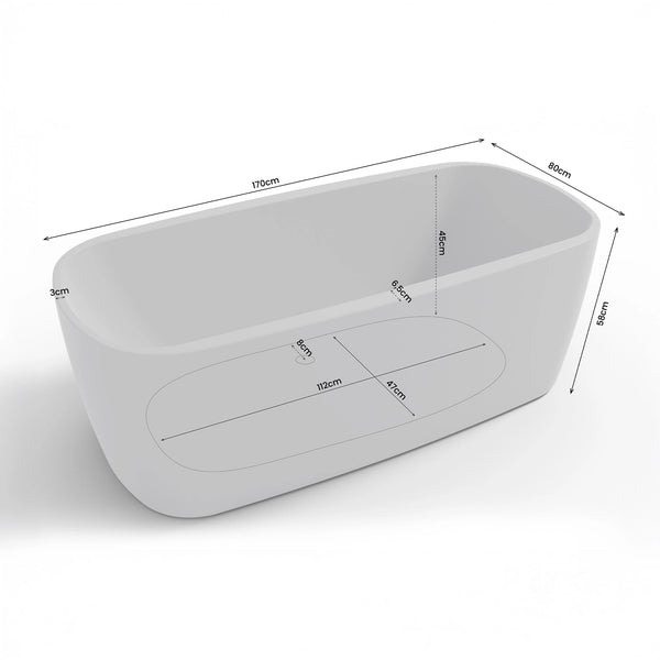 Baignoire îlot rectangulaire Dune 170 cm blanche Spalina – vue produit