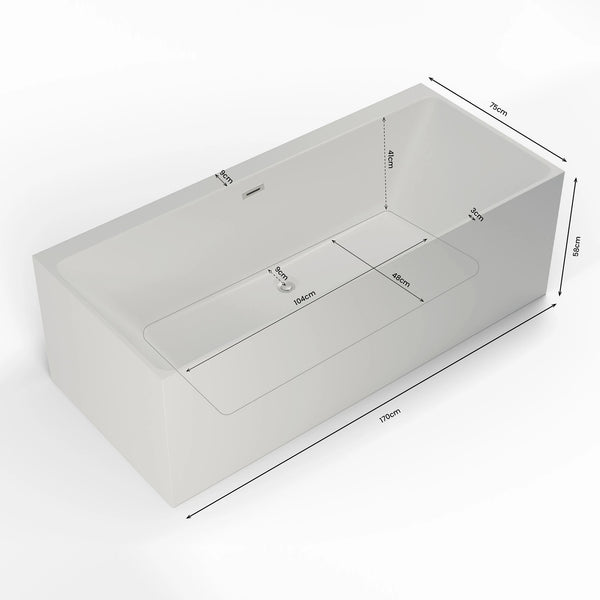 Plan 3D baignoire semi-îlot rectangulaire Cobalt Spalina