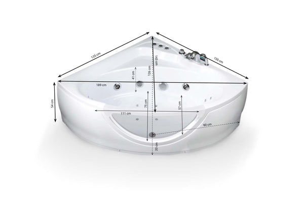 Baignoire Balnéo hublot TASMANIE WHITE Jets reconditionnée