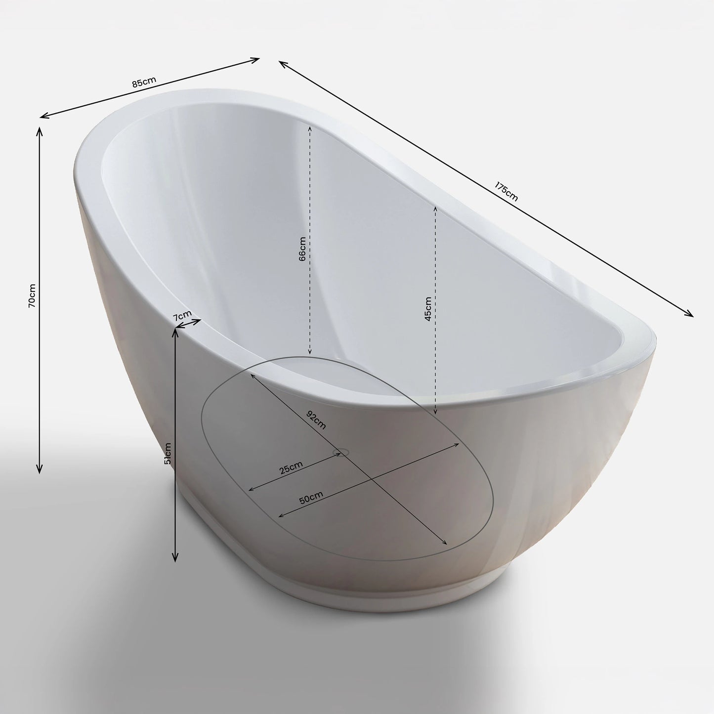 Baignoire îlot ovale Zegg blanche Spalina – vue produit