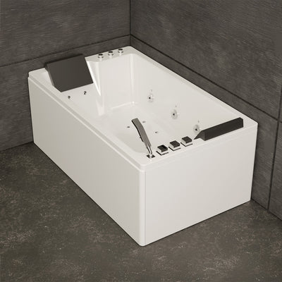 Baignoire balnéo d’angle deux personnes blanche et noire 170 cm Brava duo Jets / Two-person corner whirlpool bath white and black 170 cm Brava duo Jets / Bañera hidromasaje esquinera dos personas blanco y negro 170 cm Brava duo Jets / Vasca idromassaggio angolare due persone bianca e nera 170 cm Brava duo Jets / 2-persoons bubbelbad hoekwhirlpool wit en zwart 170 cm Brava duo Jets