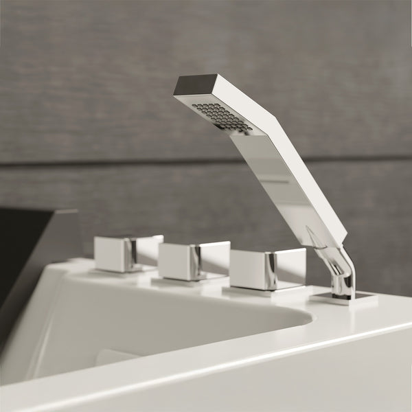Baignoire balnéo d’angle deux personnes blanche et noire 170 cm Brava duo Jets / Two-person corner whirlpool bath white and black 170 cm Brava duo Jets / Bañera hidromasaje esquinera dos personas blanco y negro 170 cm Brava duo Jets / Vasca idromassaggio angolare due persone bianca e nera 170 cm Brava duo Jets / 2-persoons bubbelbad hoekwhirlpool wit en zwart 170 cm Brava duo Jets