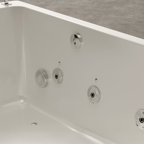 Baignoire balnéo d’angle deux personnes blanche et noire 170 cm Brava duo Jets / Two-person corner whirlpool bath white and black 170 cm Brava duo Jets / Bañera hidromasaje esquinera dos personas blanco y negro 170 cm Brava duo Jets / Vasca idromassaggio angolare due persone bianca e nera 170 cm Brava duo Jets / 2-persoons bubbelbad hoekwhirlpool wit en zwart 170 cm Brava duo Jets