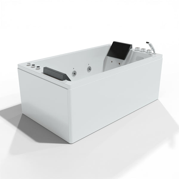 Baignoire balnéo d’angle deux personnes blanche et noire 170 cm Brava duo Jets / Two-person corner whirlpool bath white and black 170 cm Brava duo Jets / Bañera hidromasaje esquinera dos personas blanco y negro 170 cm Brava duo Jets / Vasca idromassaggio angolare due persone bianca e nera 170 cm Brava duo Jets / 2-persoons bubbelbad hoekwhirlpool wit en zwart 170 cm Brava duo Jets