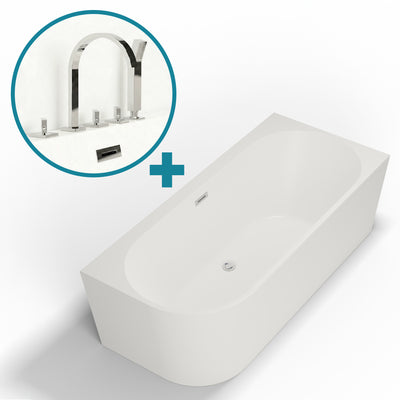 Baignoire semi-îlot murale d’angle Capri Spalina version droite – vue produit