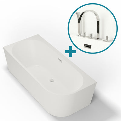 Baignoire semi-îlot murale d’angle Capri Spalina version gauche – vue produit