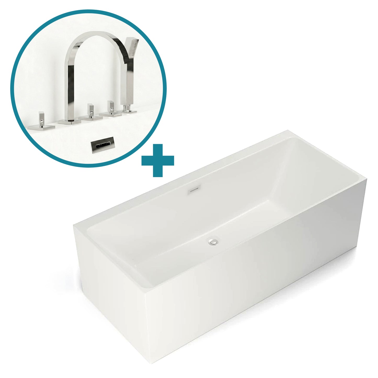 Baignoire semi-îlot rectangulaire Cobalt Spalina – vue produit