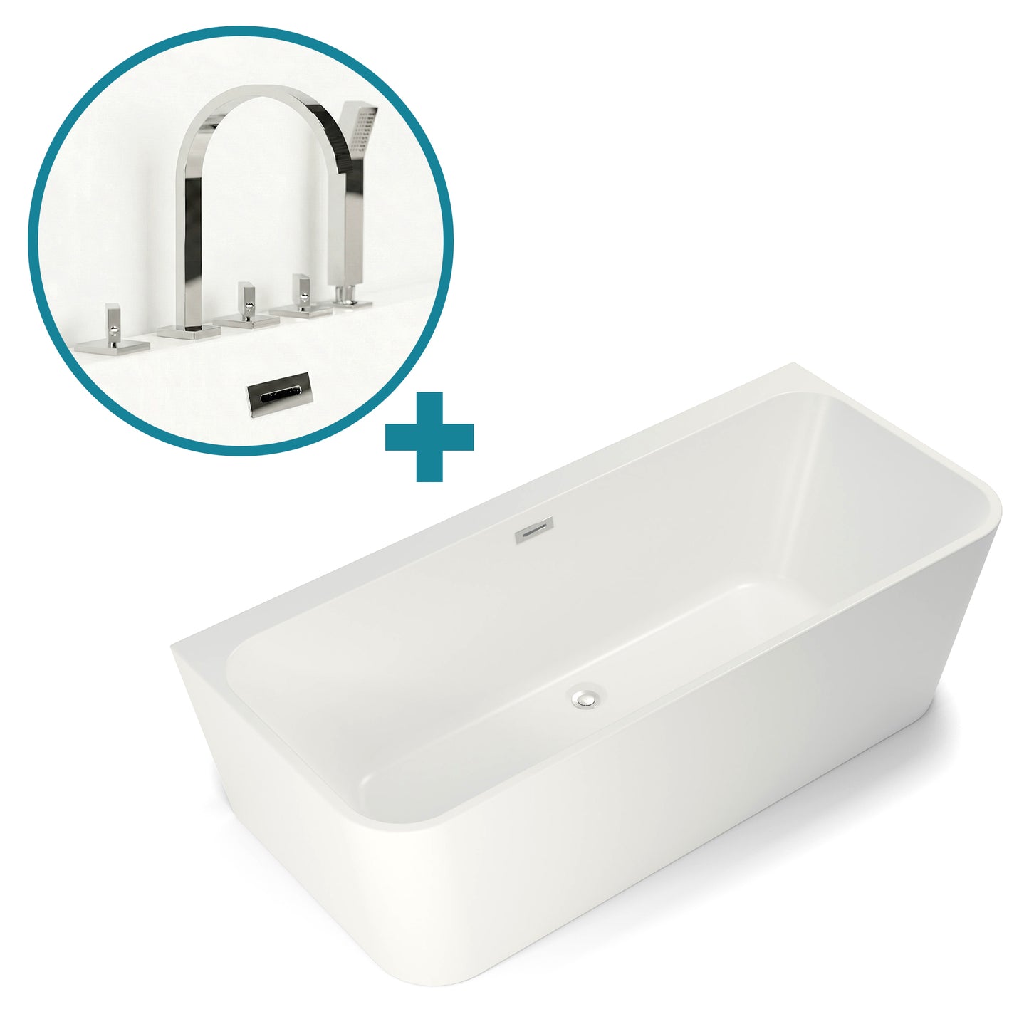 Baignoire semi-îlot murale rectangulaire Mint Spalina – vue produit