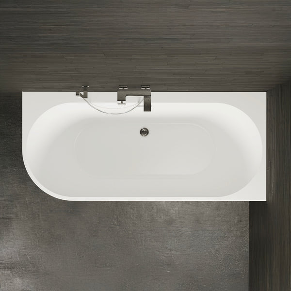 Baignoire semi-îlot droite blanche 160 cm Capri / Corner half-freestanding bath right white 160 cm Capri / Bañera semi-exenta mural derecha blanco 160 cm Capri / Vasca freestanding a parete destra bianco 160 cm Capri / Half vrijstaand bad rechts wit 160 cm Capri 