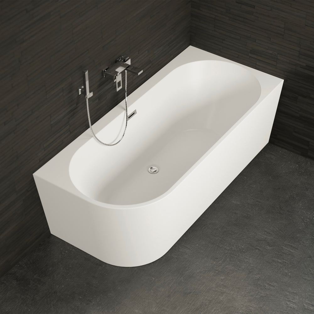 Baignoire semi-îlot droite blanche 160 cm Capri / Corner half-freestanding bath right white 160 cm Capri / Bañera semi-exenta mural derecha blanco 160 cm Capri / Vasca freestanding a parete destra bianco 160 cm Capri / Half vrijstaand bad rechts wit 160 cm Capri 