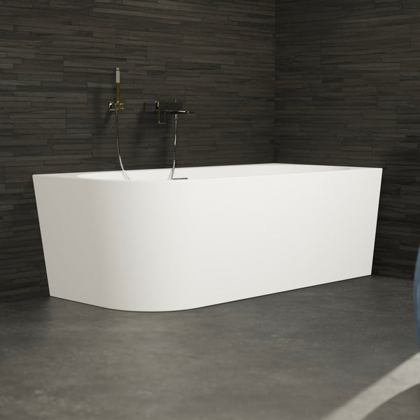 Baignoire semi-îlot droite blanche 160 cm Capri / Corner half-freestanding bath right white 160 cm Capri / Bañera semi-exenta mural derecha blanco 160 cm Capri / Vasca freestanding a parete destra bianco 160 cm Capri / Half vrijstaand bad rechts wit 160 cm Capri 