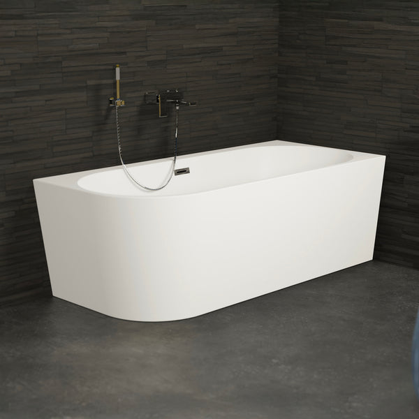 Baignoire semi-îlot droite blanche 160 cm Capri / Corner half-freestanding bath right white 160 cm Capri / Bañera semi-exenta mural derecha blanco 160 cm Capri / Vasca freestanding a parete destra bianco 160 cm Capri / Half vrijstaand bad rechts wit 160 cm Capri 