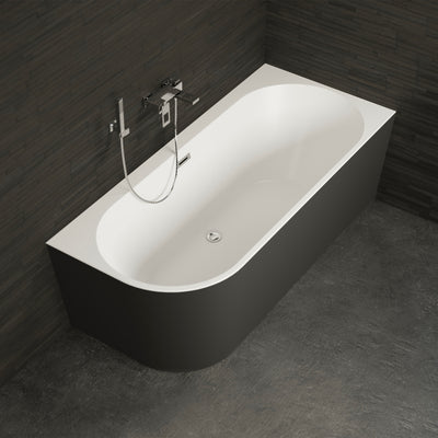 Baignoire semi-îlot droite noire 160 cm Capri / Corner half-freestanding bath right black 160 cm Capri / Bañera semi-exenta mural derecha negro 160 cm Capri / Vasca freestanding a parete destra nera 160 cm Capri / Half vrijstaand bad rechts zwart 160 cm Capri 