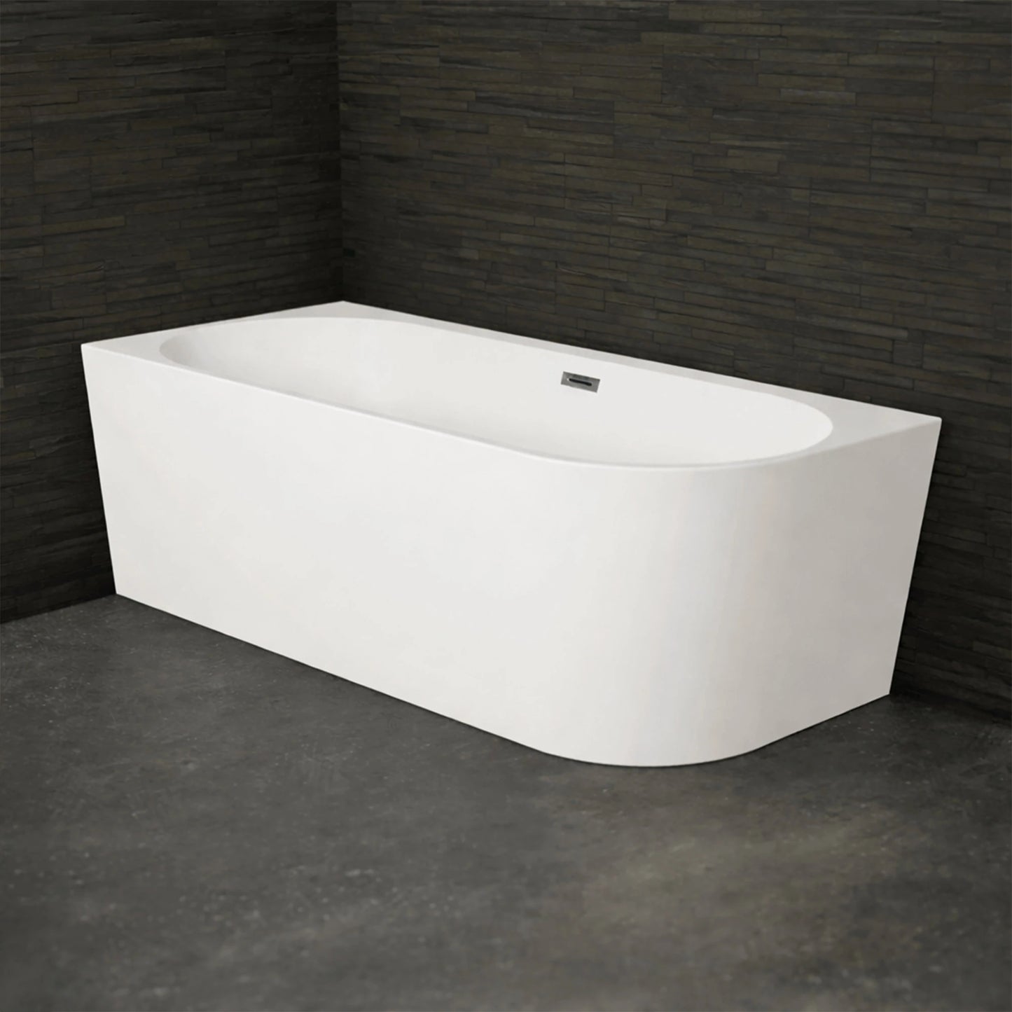 Baignoire semi-îlot murale d’angle Capri 160 cm blanche Spalina version gauche – vue produit