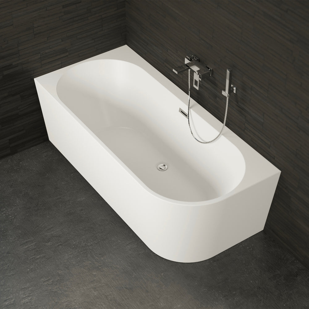 Baignoire semi-îlot gauche blanche 160 cm Capri / Corner half-freestanding bath left white 160 cm Capri / Bañera semi-exenta mural izquierda blanco 160 cm Capri / Vasca freestanding a parete sinistra bianco 160 cm Capri / Half vrijstaand bad links wit 160 cm Capri 