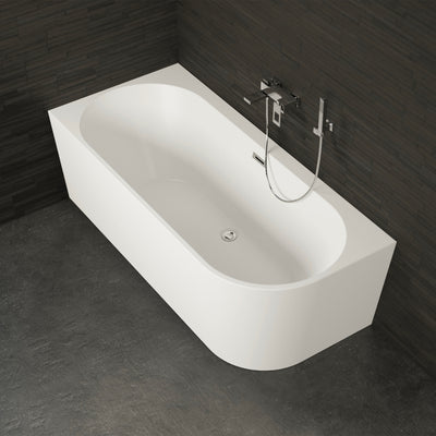 Baignoire semi-îlot gauche blanche 160 cm Capri / Corner half-freestanding bath left white 160 cm Capri / Bañera semi-exenta mural izquierda blanco 160 cm Capri / Vasca freestanding a parete sinistra bianco 160 cm Capri / Half vrijstaand bad links wit 160 cm Capri 