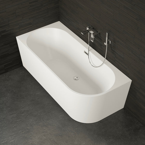 Baignoire semi-îlot gauche blanche 160 cm Capri / Corner half-freestanding bath left white 160 cm Capri / Bañera semi-exenta mural izquierda blanco 160 cm Capri / Vasca freestanding a parete sinistra bianco 160 cm Capri / Half vrijstaand bad links wit 160 cm Capri 