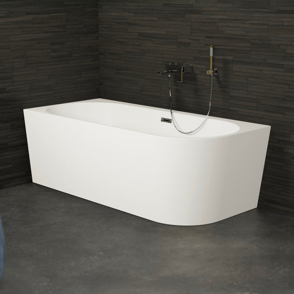 Baignoire semi-îlot gauche blanche 160 cm Capri / Corner half-freestanding bath left white 160 cm Capri / Bañera semi-exenta mural izquierda blanco 160 cm Capri / Vasca freestanding a parete sinistra bianco 160 cm Capri / Half vrijstaand bad links wit 160 cm Capri 