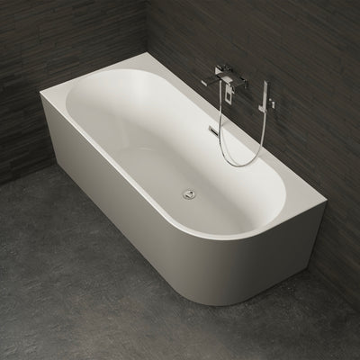 Baignoire semi-îlot gauche grise 160 cm Capri / Corner half-freestanding bath left grey 160 cm Capri / Bañera semi-exenta mural izquierda grise 160 cm Capri / Vasca freestanding a parete sinistra grigia 160 cm Capri / Half vrijstaand bad links grijs 160 cm Capri 