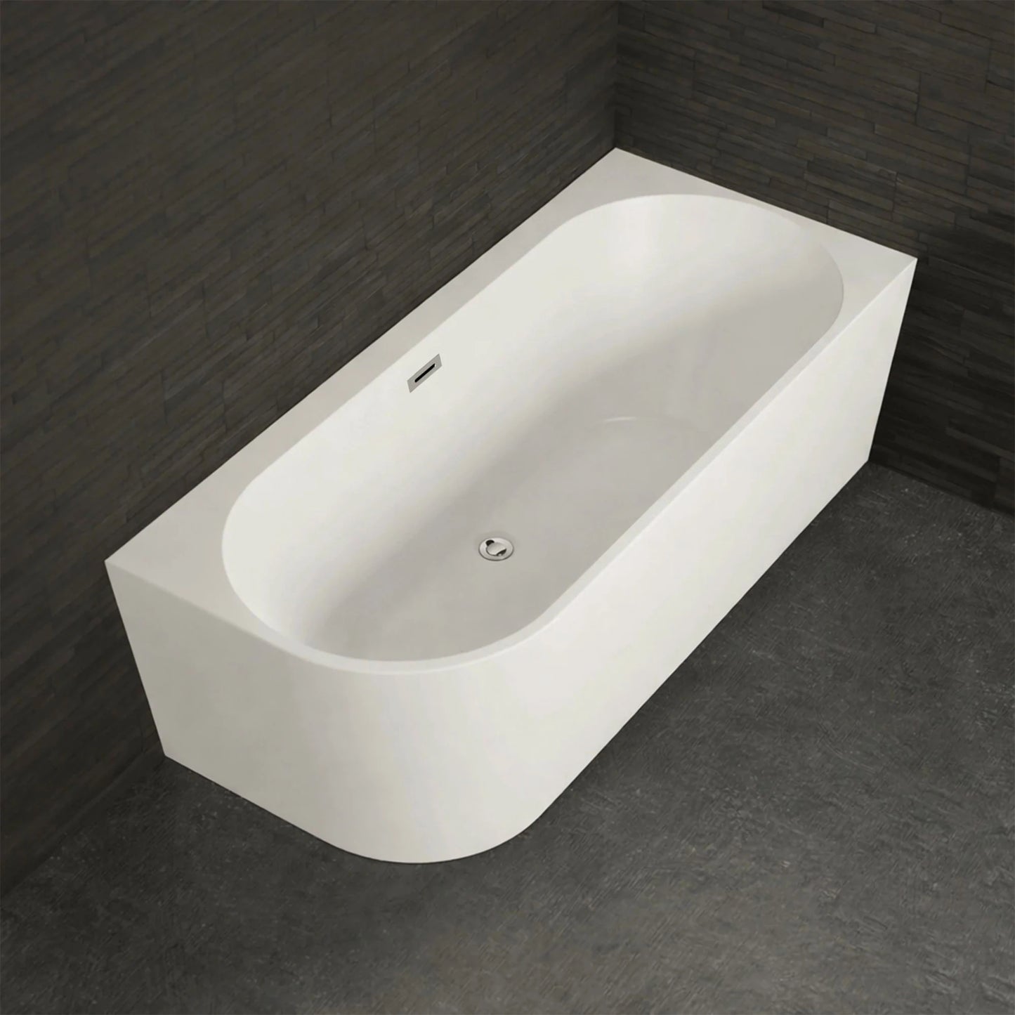 Baignoire semi-îlot murale d’angle Capri 180 cm blanche Spalina version droite – vue produit