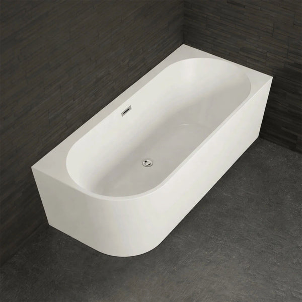 Baignoire semi-îlot murale d’angle Capri 180 cm blanche Spalina version droite – vue produit