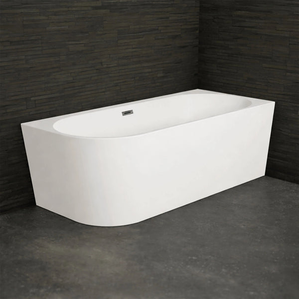Baignoire semi-îlot murale d’angle Capri 180 cm blanche Spalina version droite – vue produit