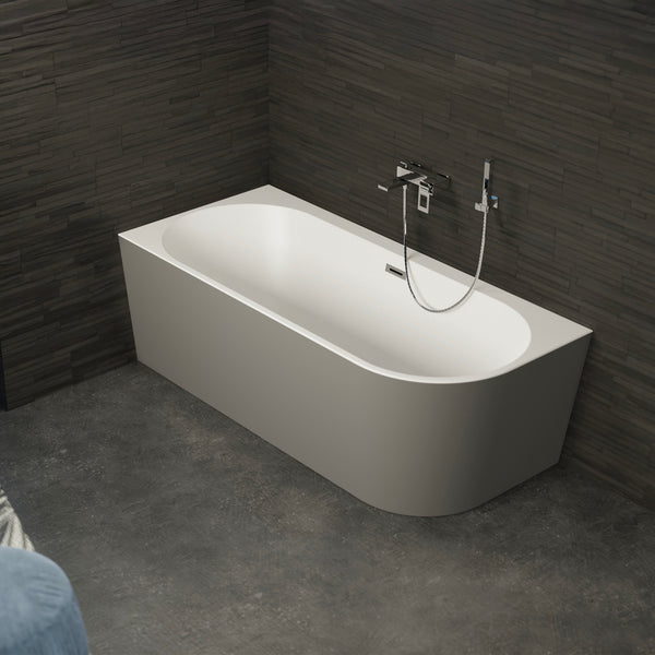 Baignoire semi-îlot gauche grise 180 cm Capri / Corner half-freestanding bath left grey 180 cm Capri / Bañera semi-exenta mural izquierda grise 180 cm Capri / Vasca freestanding a parete sinistra grigia 180 cm Capri / Half vrijstaand bad links grijs 180 cm Capri 