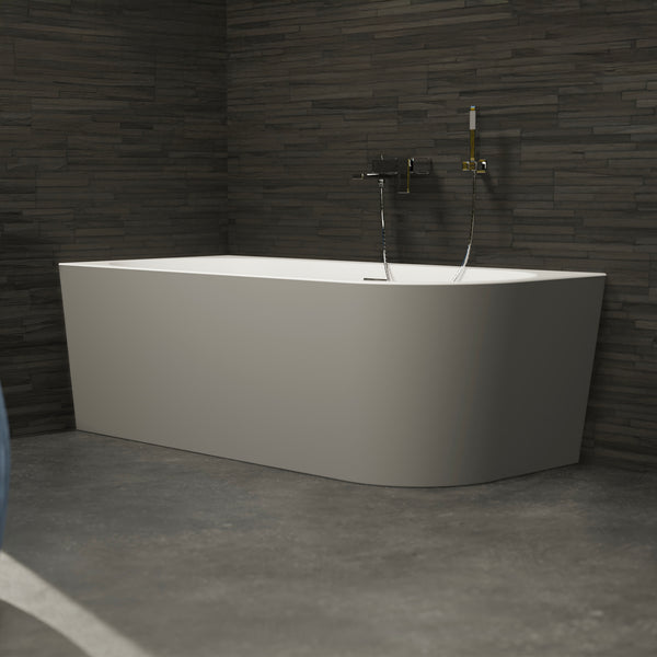 Baignoire semi-îlot gauche grise 180 cm Capri / Corner half-freestanding bath left grey 180 cm Capri / Bañera semi-exenta mural izquierda grise 180 cm Capri / Vasca freestanding a parete sinistra grigia 180 cm Capri / Half vrijstaand bad links grijs 180 cm Capri 