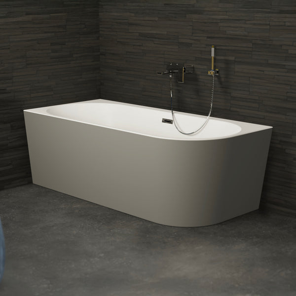 Baignoire semi-îlot gauche grise 180 cm Capri / Corner half-freestanding bath left grey 180 cm Capri / Bañera semi-exenta mural izquierda grise 180 cm Capri / Vasca freestanding a parete sinistra grigia 180 cm Capri / Half vrijstaand bad links grijs 180 cm Capri 