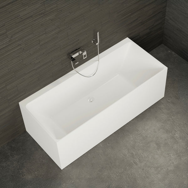 Baignoire semi-îlot murale rectangulaire blanche 170 cm Cobalt / Rectangular back to wall half-freestanding white bathtub 170 cm Cobalt / Bañera semi-exenta mural blanco 170 cm Cobalt / Vasca freestanding a parete destra bianco 170 cm Cobalt / Rechthoekig vrijstaand bad wit 170 cm Cobalt 