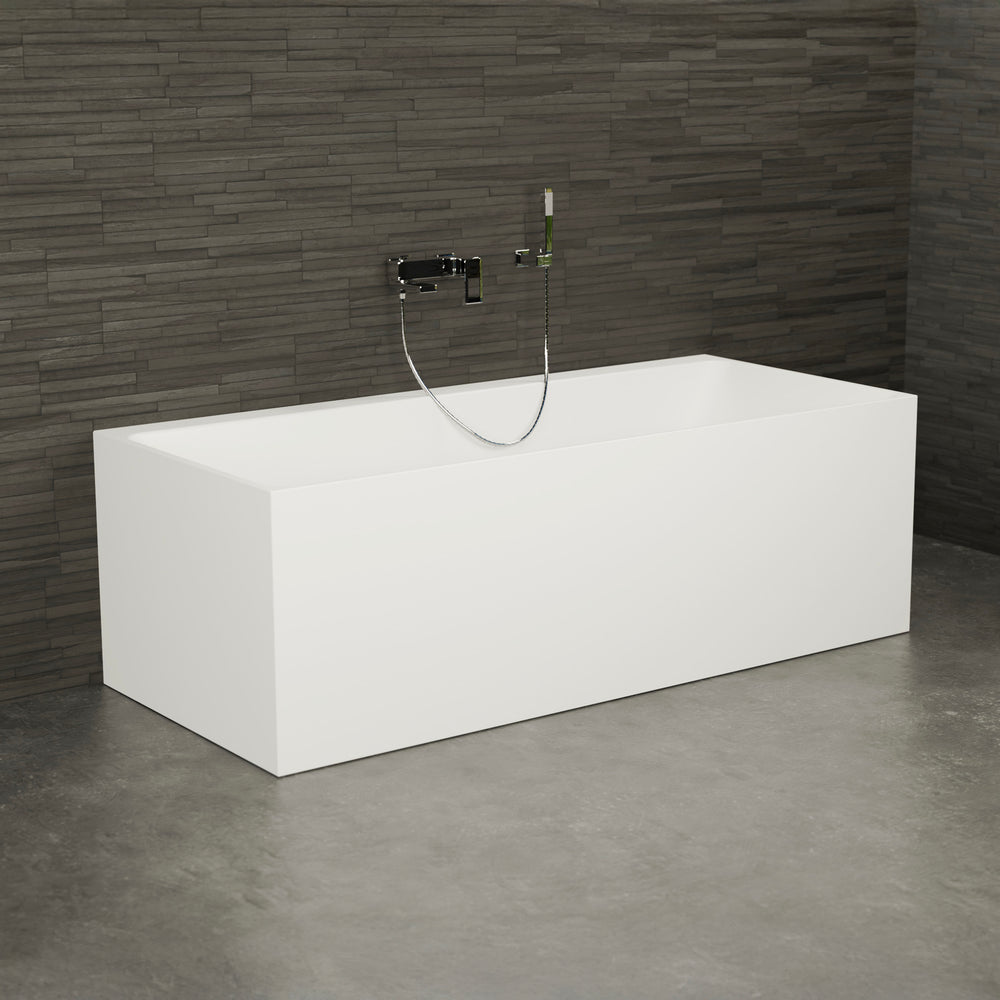 Baignoire semi-îlot murale rectangulaire blanche 170 cm Cobalt / Rectangular back to wall half-freestanding white bathtub 170 cm Cobalt / Bañera semi-exenta mural blanco 170 cm Cobalt / Vasca freestanding a parete destra bianco 170 cm Cobalt / Rechthoekig vrijstaand bad wit 170 cm Cobalt 