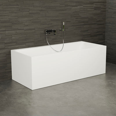 Baignoire semi-îlot murale rectangulaire blanche 170 cm Cobalt / Rectangular back to wall half-freestanding white bathtub 170 cm Cobalt / Bañera semi-exenta mural blanco 170 cm Cobalt / Vasca freestanding a parete destra bianco 170 cm Cobalt / Rechthoekig vrijstaand bad wit 170 cm Cobalt 