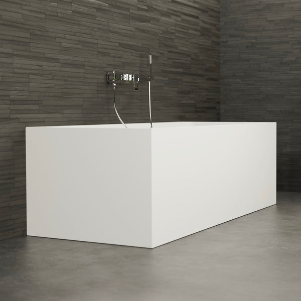 Baignoire semi-îlot murale rectangulaire blanche 170 cm Cobalt / Rectangular back to wall half-freestanding white bathtub 170 cm Cobalt / Bañera semi-exenta mural blanco 170 cm Cobalt / Vasca freestanding a parete destra bianco 170 cm Cobalt / Rechthoekig vrijstaand bad wit 170 cm Cobalt 