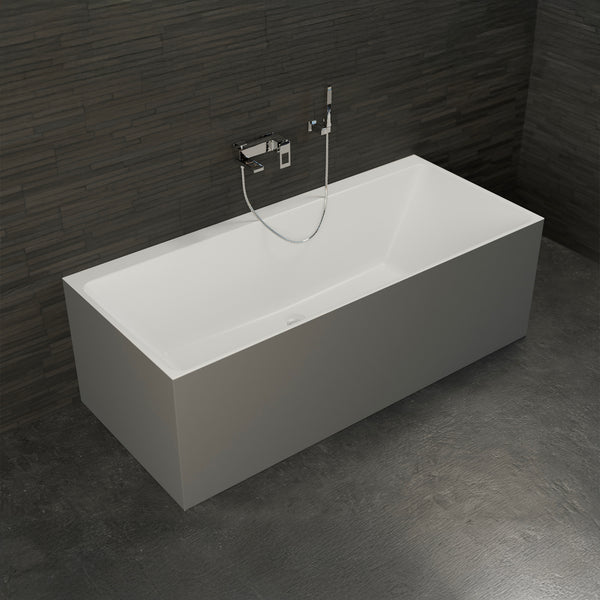 Baignoire semi-îlot murale rectangulaire grise 170 cm Cobalt / Rectangular back to wall half-freestanding grey bathtub 170 cm Cobalt / Bañera semi-exenta mural grise 170 cm Cobalt / Vasca freestanding a parete destra grigia 170 cm Cobalt / Rechthoekig vrijstaand bad grijs 170 cm Cobalt 