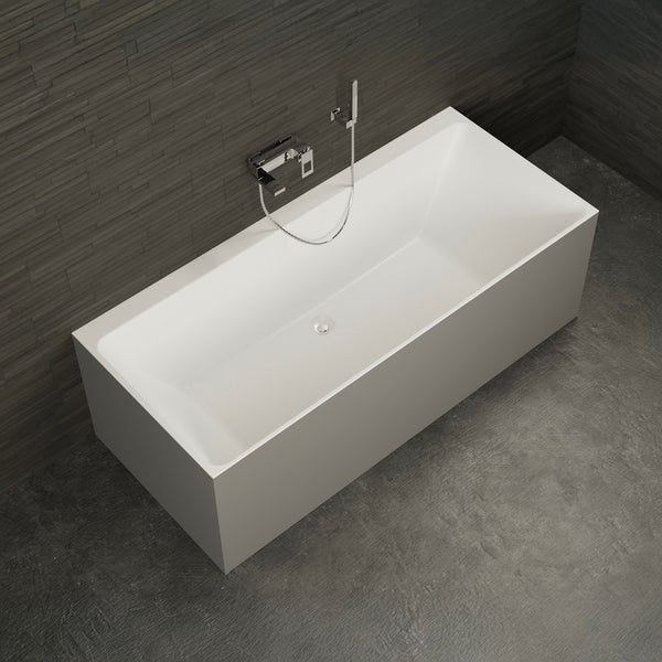 Baignoire semi-îlot murale rectangulaire grise 170 cm Cobalt / Rectangular back to wall half-freestanding grey bathtub 170 cm Cobalt / Bañera semi-exenta mural grise 170 cm Cobalt / Vasca freestanding a parete destra grigia 170 cm Cobalt / Rechthoekig vrijstaand bad grijs 170 cm Cobalt 