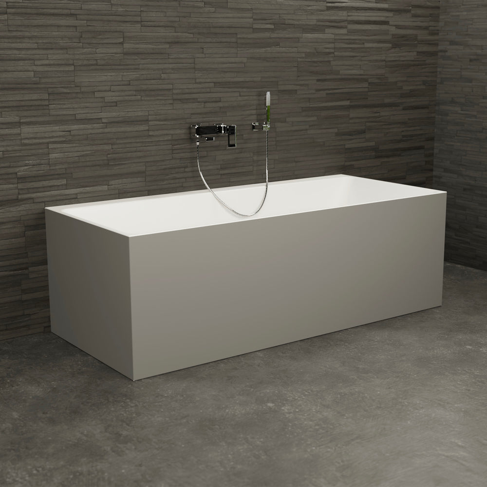 Baignoire semi-îlot murale rectangulaire grise 170 cm Cobalt / Rectangular back to wall half-freestanding grey bathtub 170 cm Cobalt / Bañera semi-exenta mural grise 170 cm Cobalt / Vasca freestanding a parete destra grigia 170 cm Cobalt / Rechthoekig vrijstaand bad grijs 170 cm Cobalt 