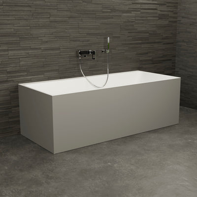 Baignoire semi-îlot murale rectangulaire grise 170 cm Cobalt / Rectangular back to wall half-freestanding grey bathtub 170 cm Cobalt / Bañera semi-exenta mural grise 170 cm Cobalt / Vasca freestanding a parete destra grigia 170 cm Cobalt / Rechthoekig vrijstaand bad grijs 170 cm Cobalt 