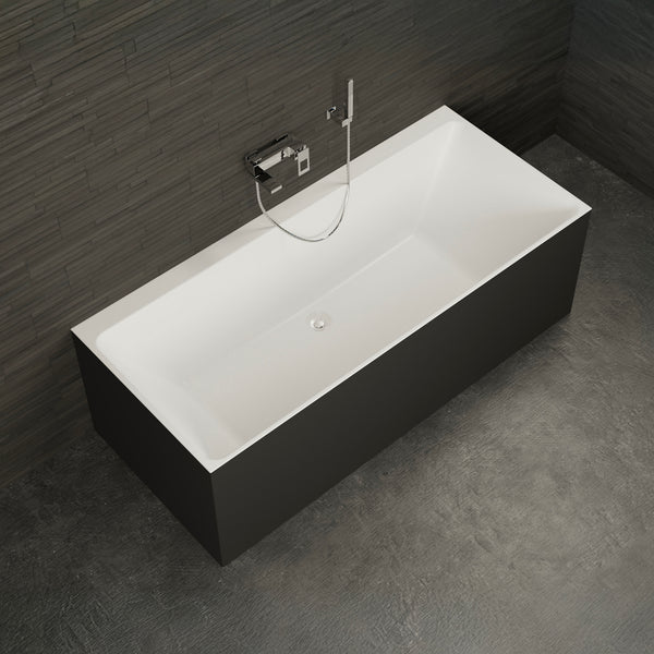 Baignoire semi-îlot murale rectangulaire noire 170 cm Cobalt / Rectangular back to wall half-freestanding black bathtub 170 cm Cobalt / Bañera semi-exenta mural negro 170 cm Cobalt / Vasca freestanding a parete destra nera 170 cm Cobalt / Rechthoekig vrijstaand bad zwart 170 cm Cobalt 