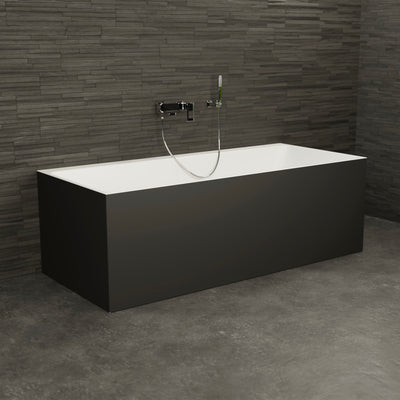 Baignoire semi-îlot murale rectangulaire noire 170 cm Cobalt / Rectangular back to wall half-freestanding black bathtub 170 cm Cobalt / Bañera semi-exenta mural negro 170 cm Cobalt / Vasca freestanding a parete destra nera 170 cm Cobalt / Rechthoekig vrijstaand bad zwart 170 cm Cobalt 